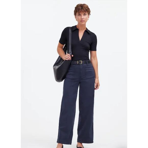 NWT Madewell The Petite Emmett Wide-Leg Pant: Patch Pocket Edition Navy 30P - Picture 1 of 11